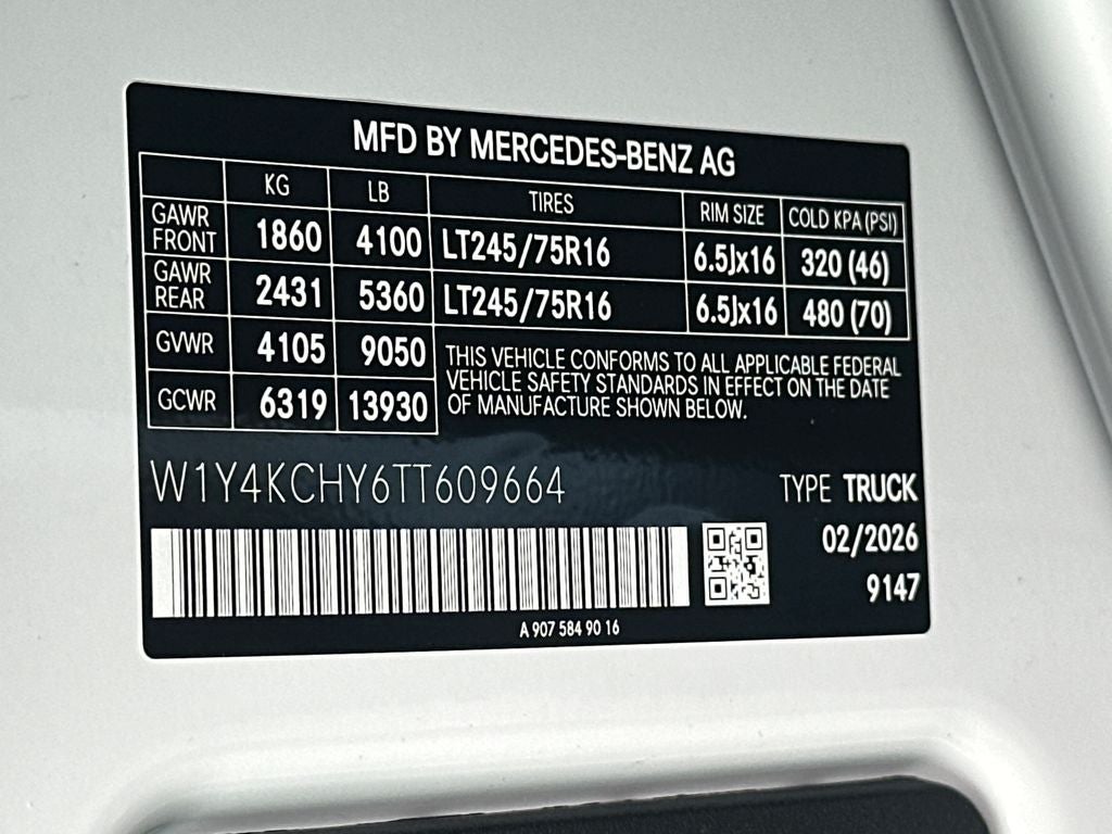 2026 Mercedes-Benz Sprinter 2500 Cargo 170 WB High Roof