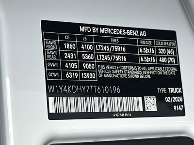 2026 Mercedes-Benz Sprinter 2500 Cargo 170 WB Extended